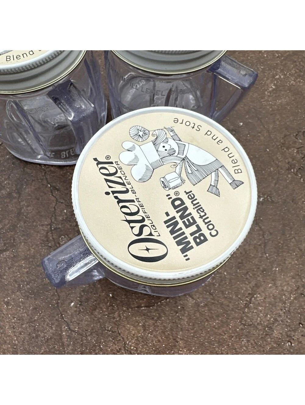 Vintage Osterizer Mini Blend and Store Containers 8 Ounces LOT OF 3